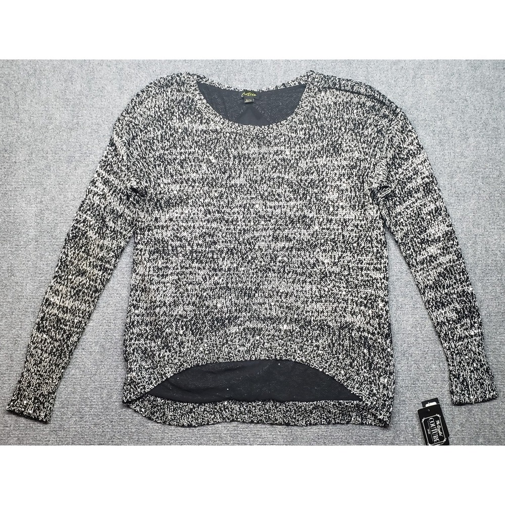 Cartise Sweater Womens XL Sequin Knit Chiffon Bow Back Party Pullover New